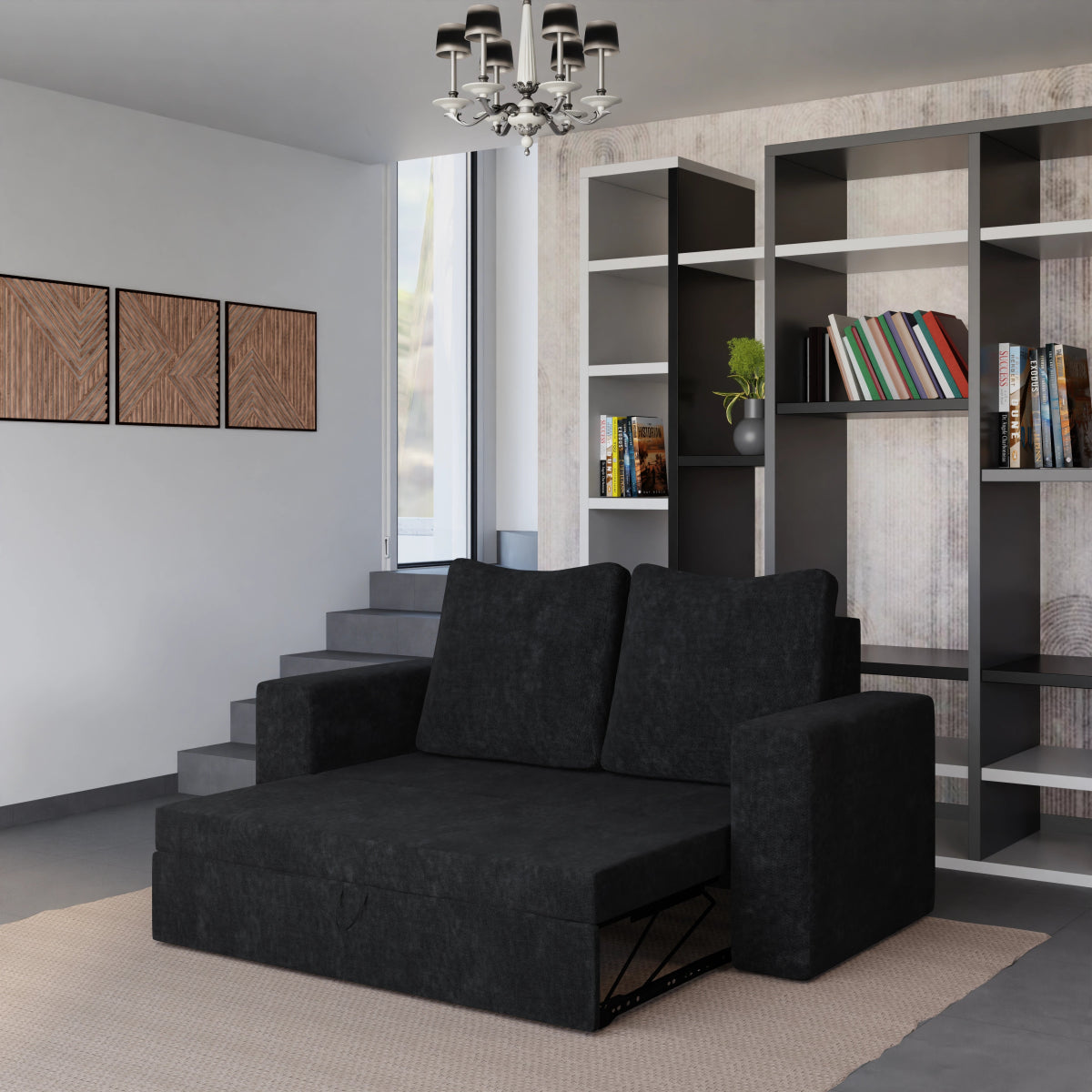 Fabric FlexiCouch Sofa Cum Bed With Pillows - Sekar Lifestyle