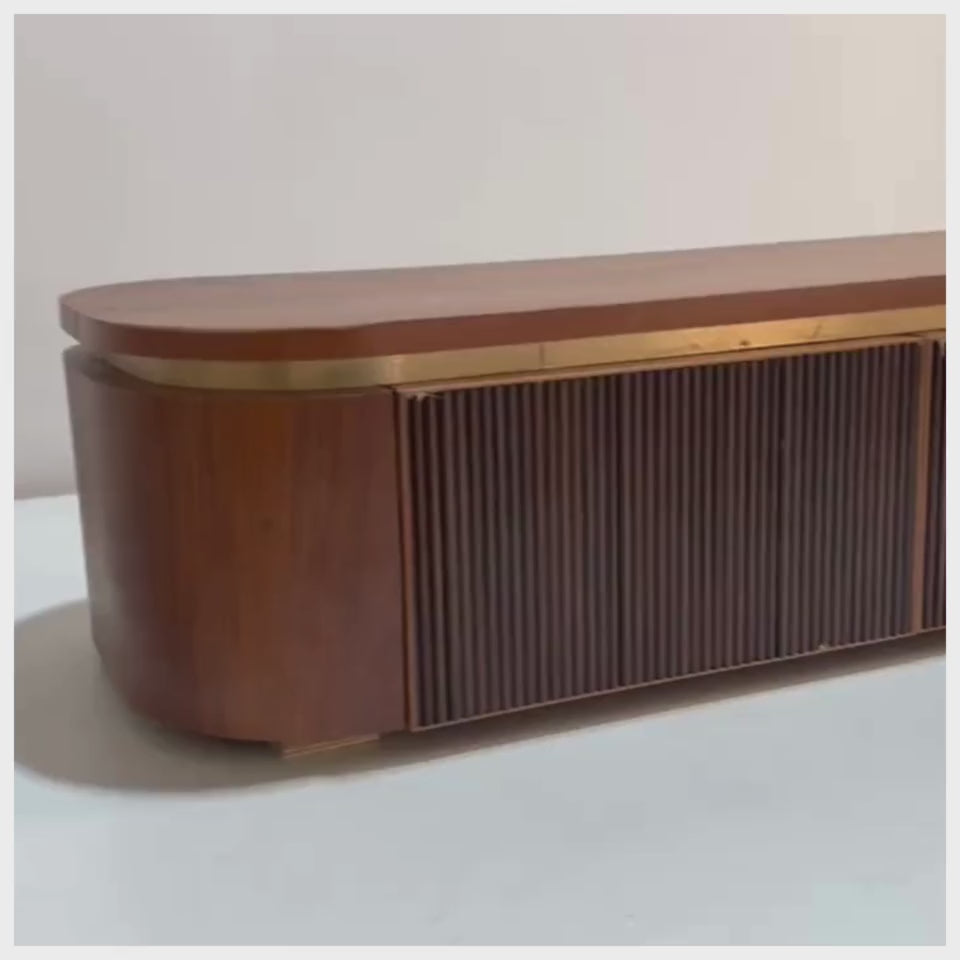 Walnut Brown and Gold Luxe TV Unit