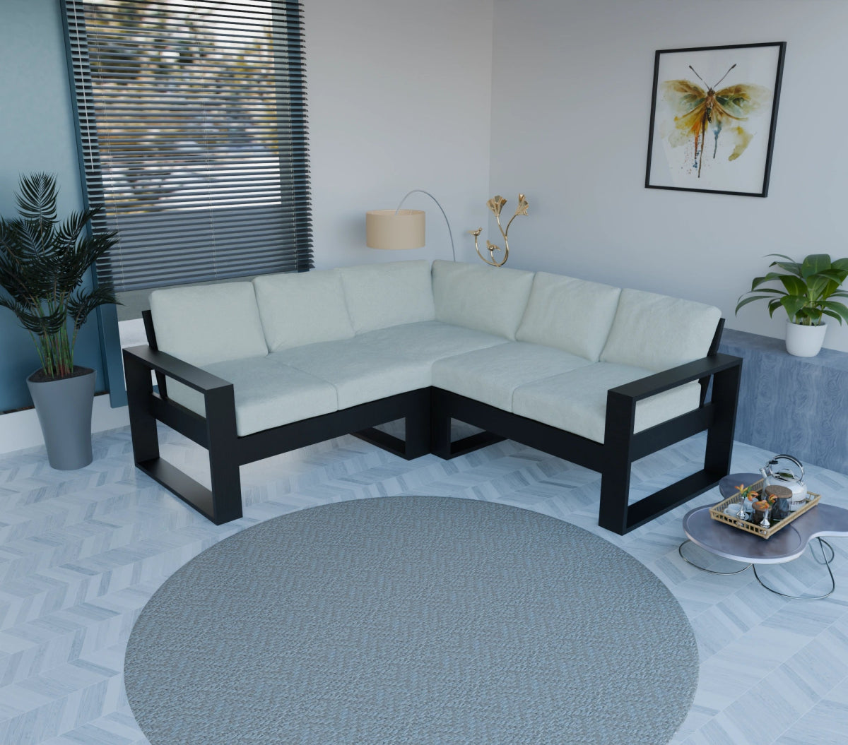 Urban Comfort Series – Teak Wood Corner Sofa | Premium Furniture - Sekar Lifestyle