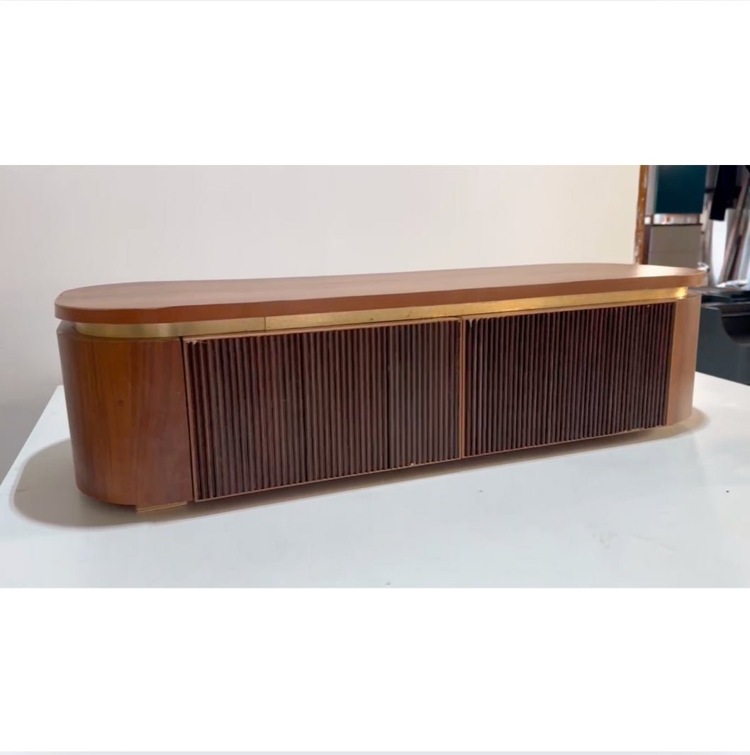 Walnut Brown and Gold Luxe TV Unit - Sekar Lifestyle