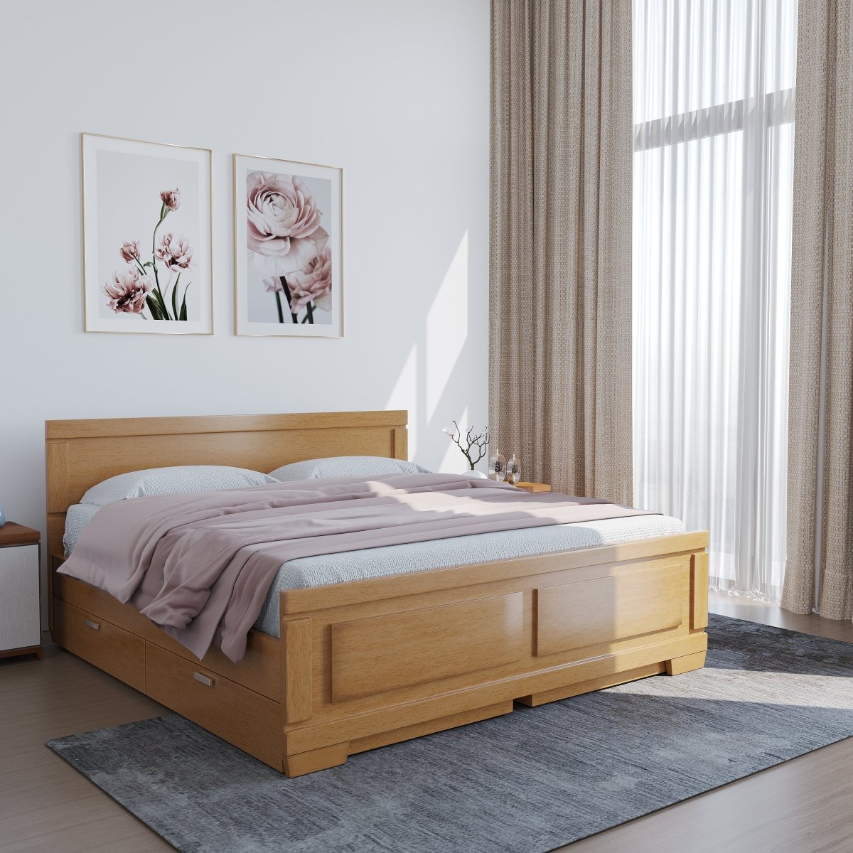 Solidwood Rectangle Series Bed - Sekar Lifestyle