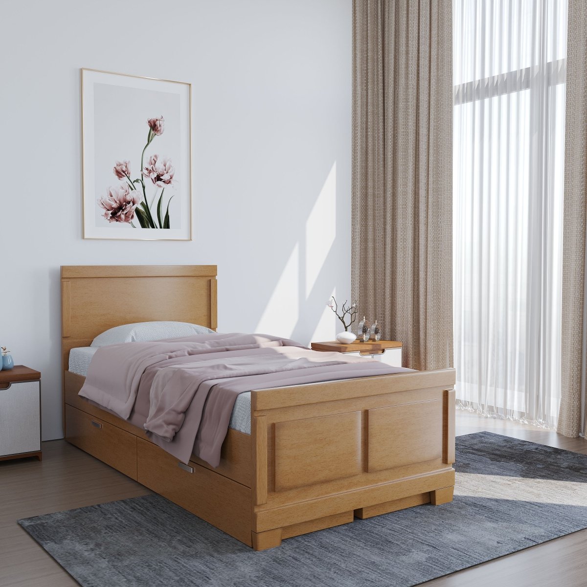 Solidwood Rectangle Series Bed - Sekar Lifestyle