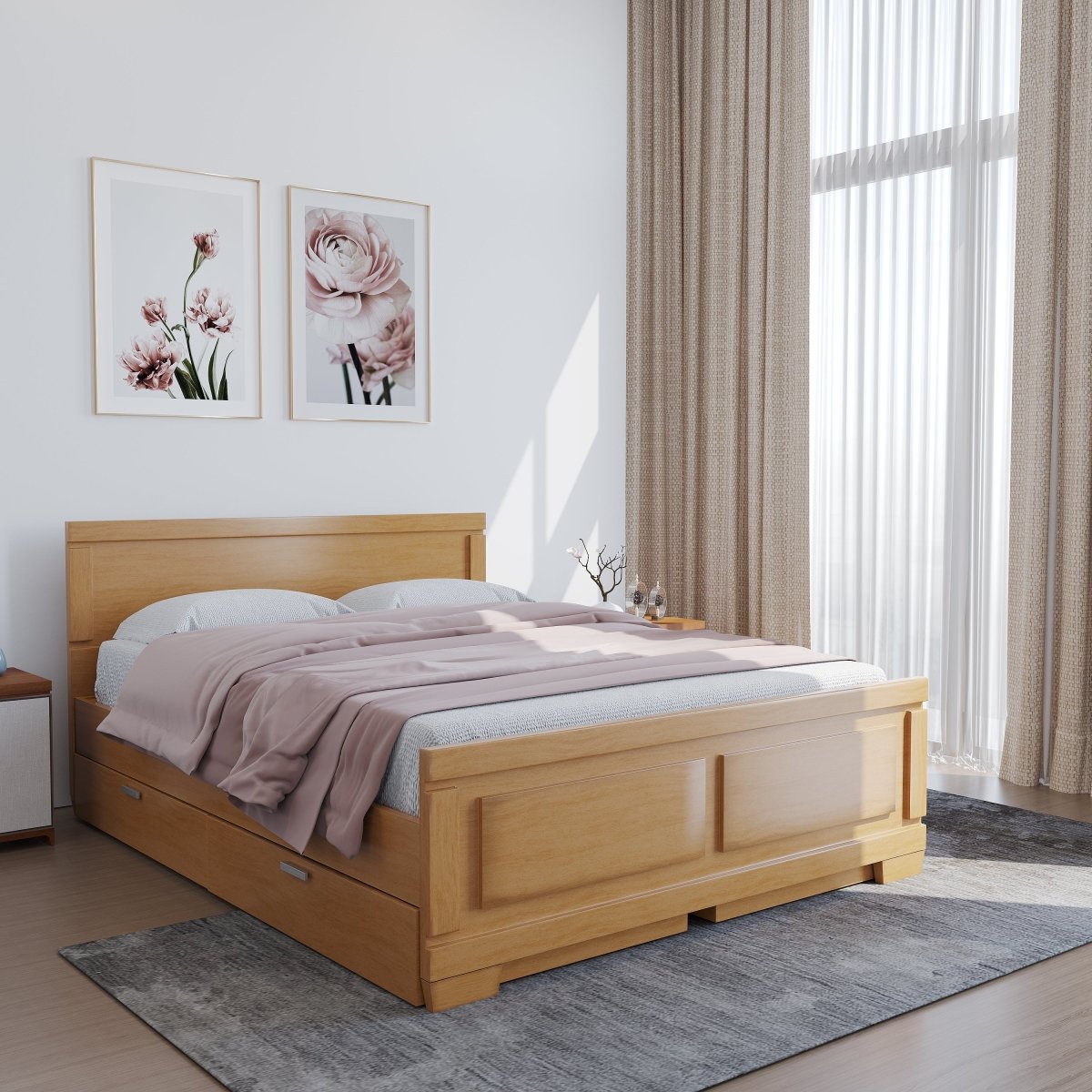 Solidwood Rectangle Series Bed - Sekar Lifestyle