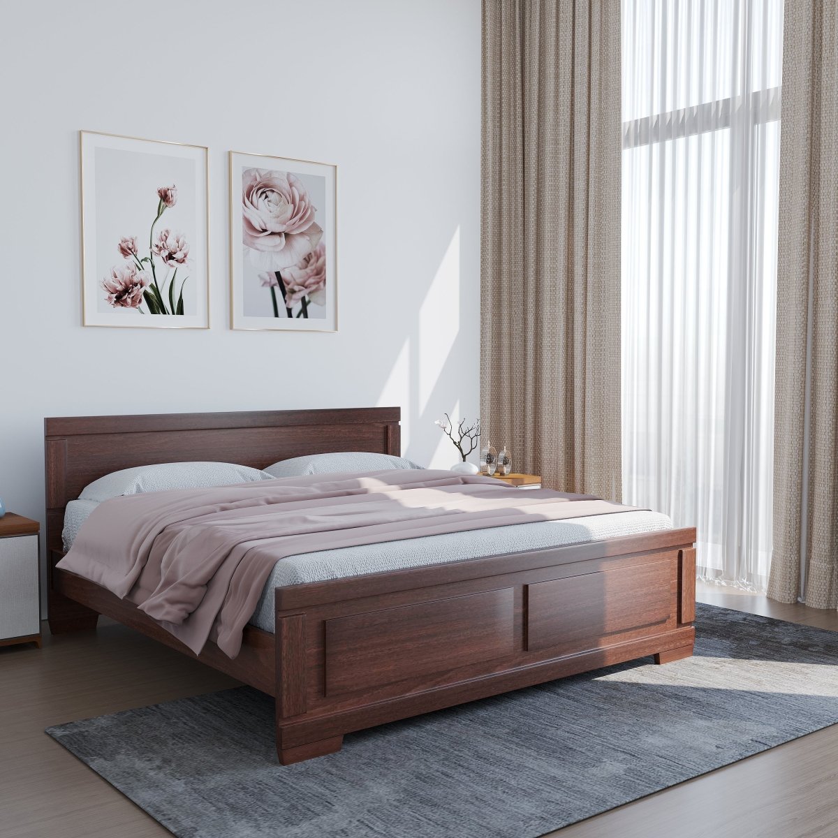 Solidwood Rectangle Series Bed - Sekar Lifestyle