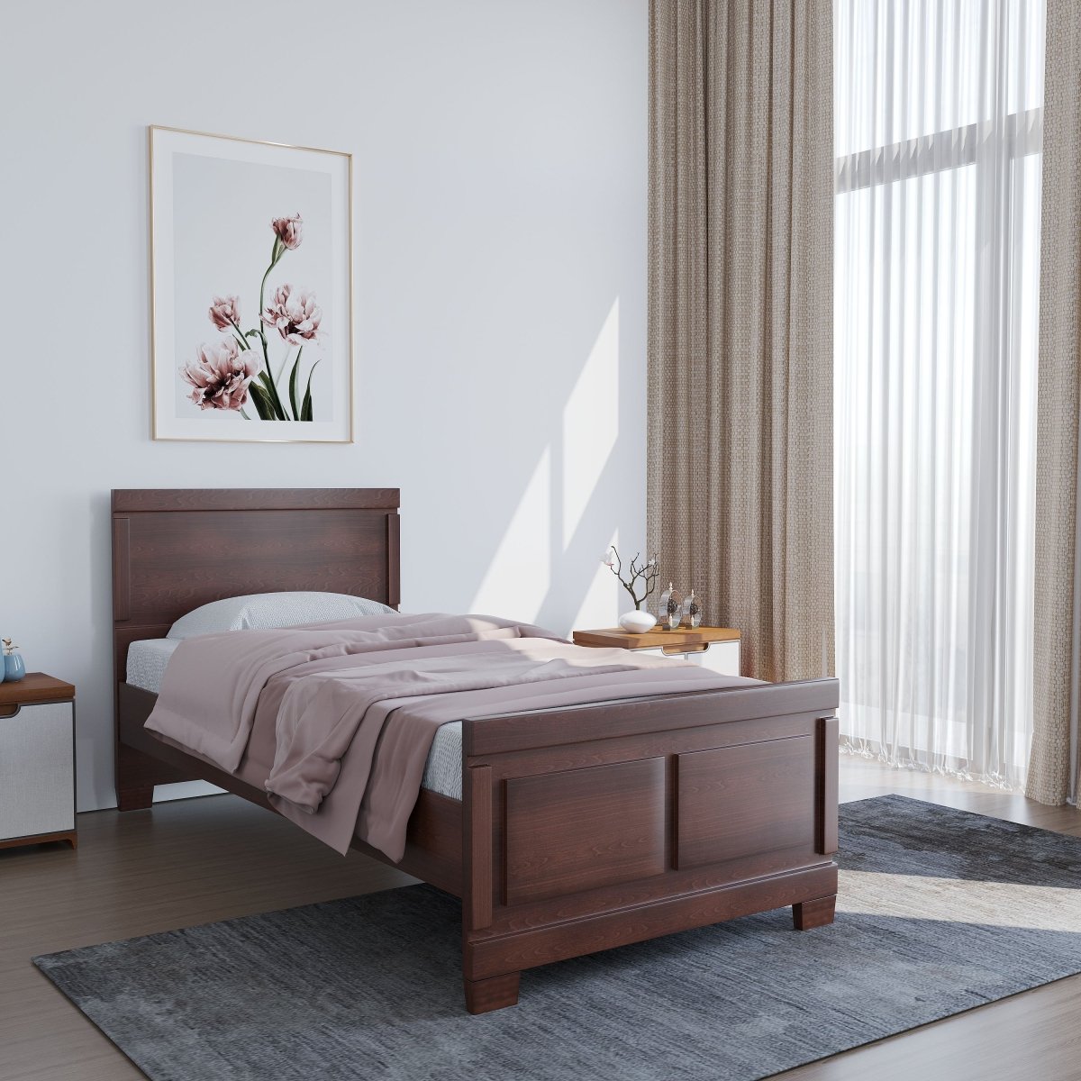 Solidwood Rectangle Series Bed - Sekar Lifestyle