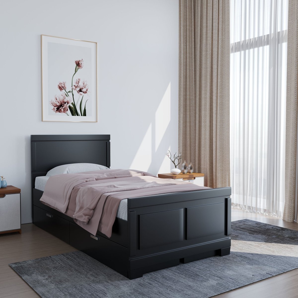 Solidwood Rectangle Series Bed - Sekar Lifestyle