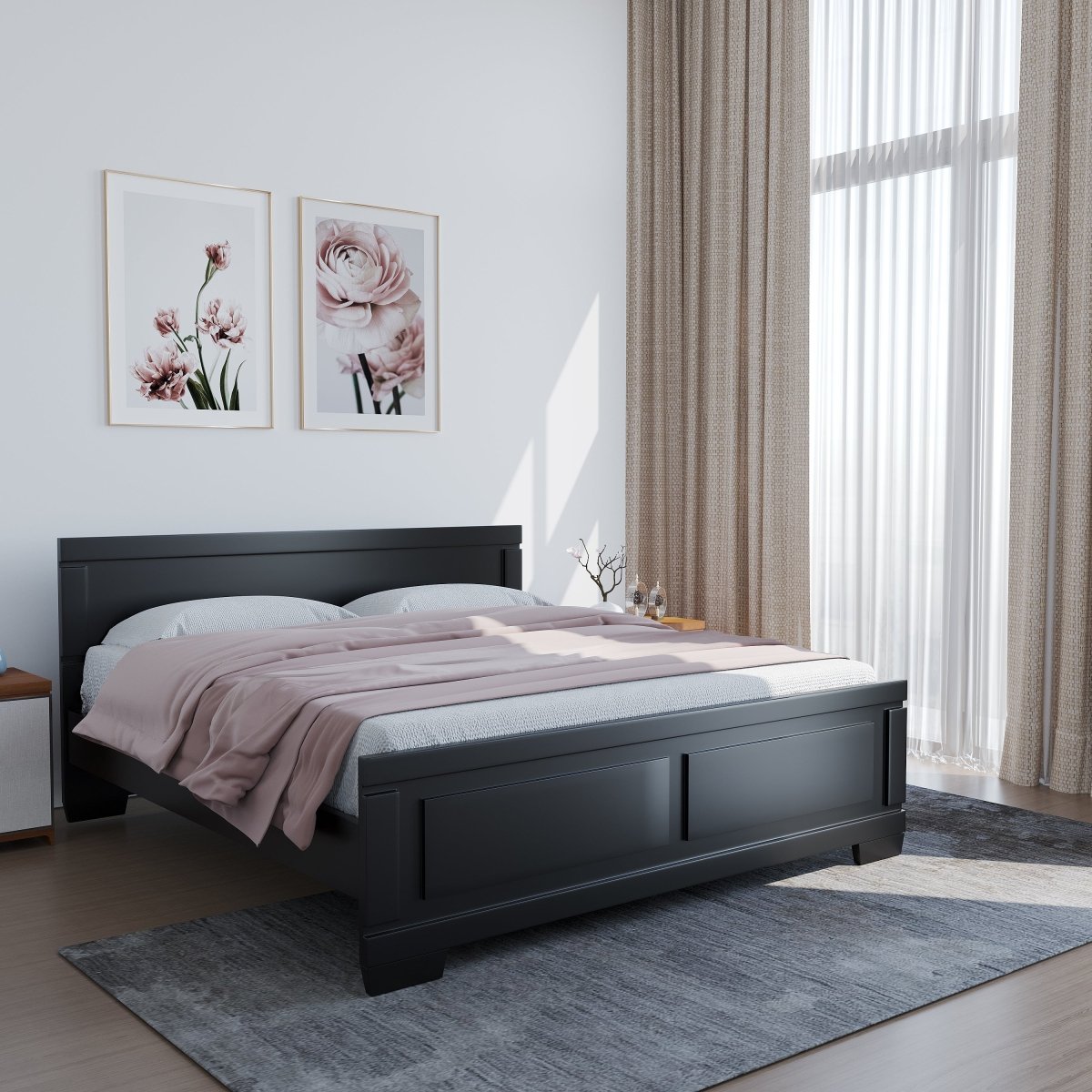 Teak Wood Rectangle Series Bed - Sekar Lifestyle