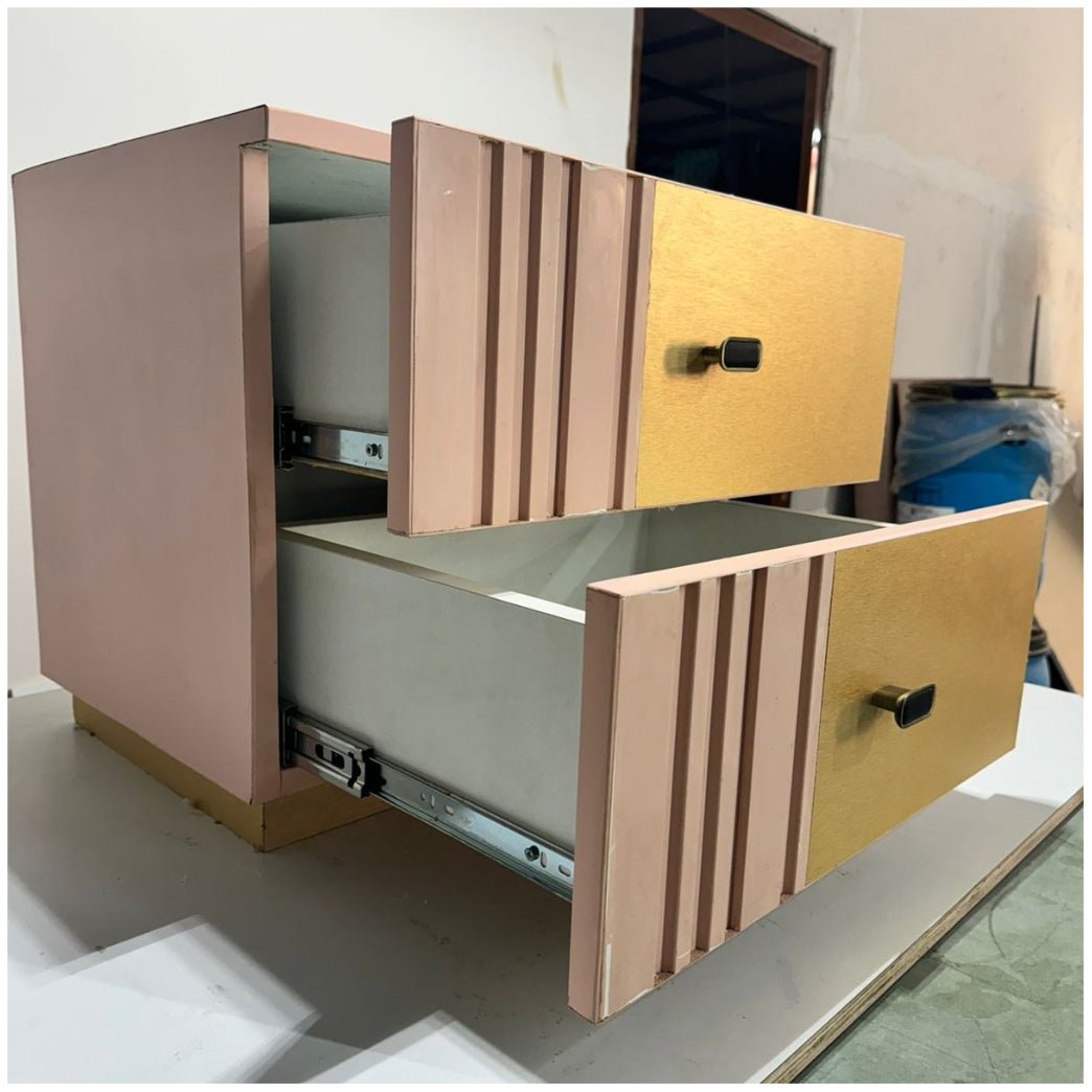 Blush Pink and Gold Accent Drawer Cabinet - Sekar Lifestyle