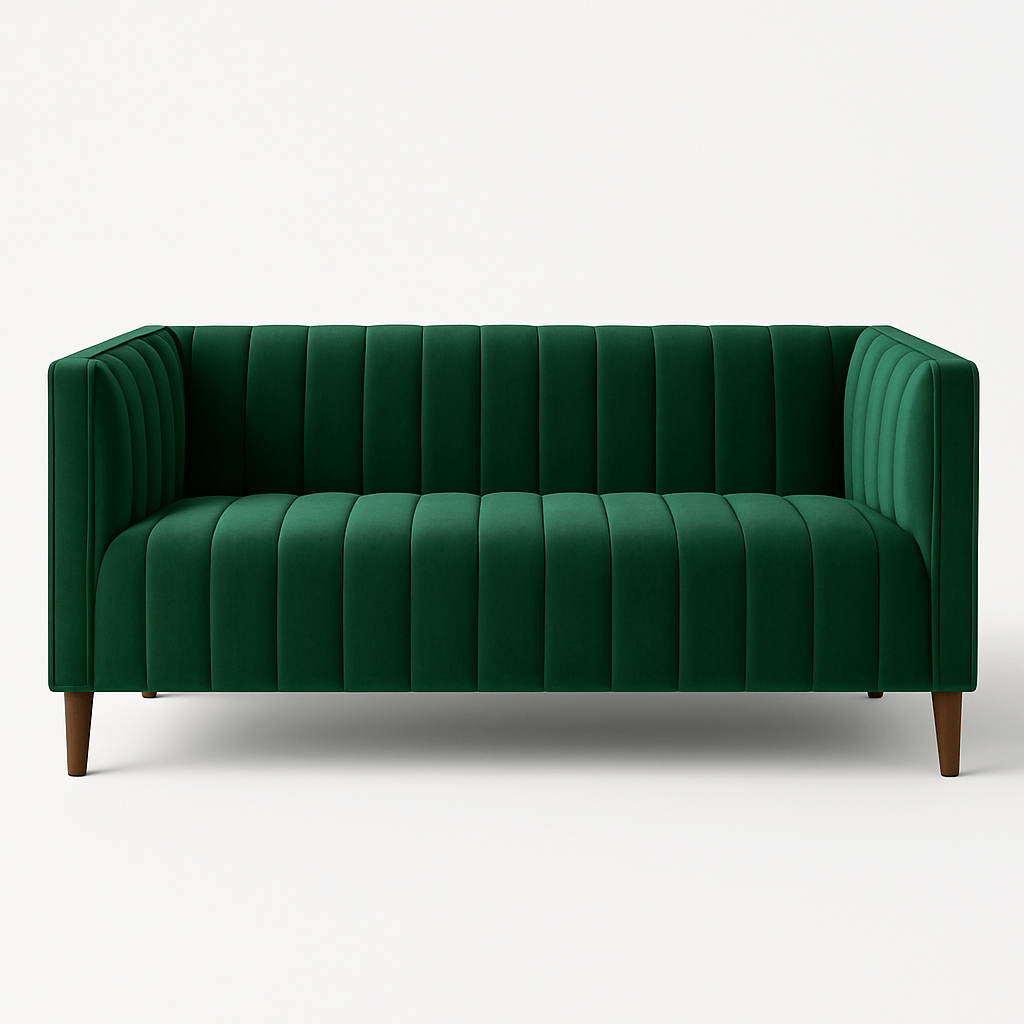 Calcutta Velvet Living Sofa – Tufted Premium Sofa in Emerald Green, Navy Blue & Charcoal Grey - Sekar Lifestyle