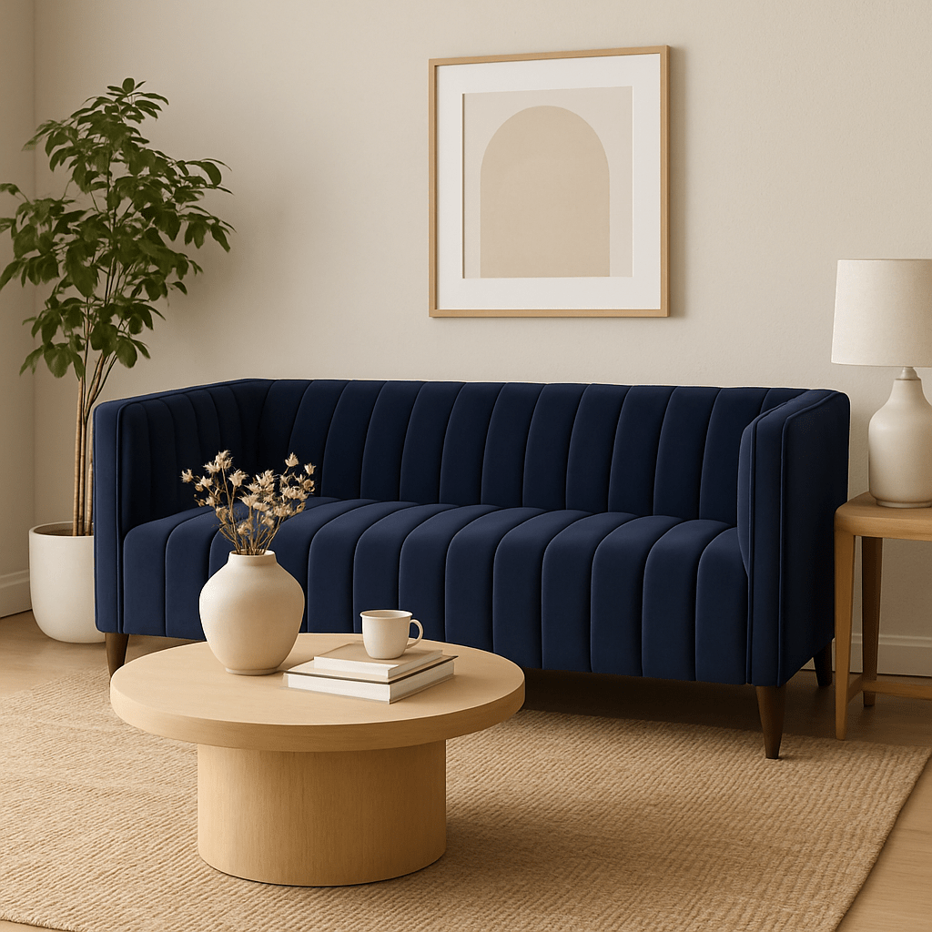 Calcutta Velvet Living Sofa – Tufted Premium Sofa in Emerald Green, Navy Blue & Charcoal Grey - Sekar Lifestyle