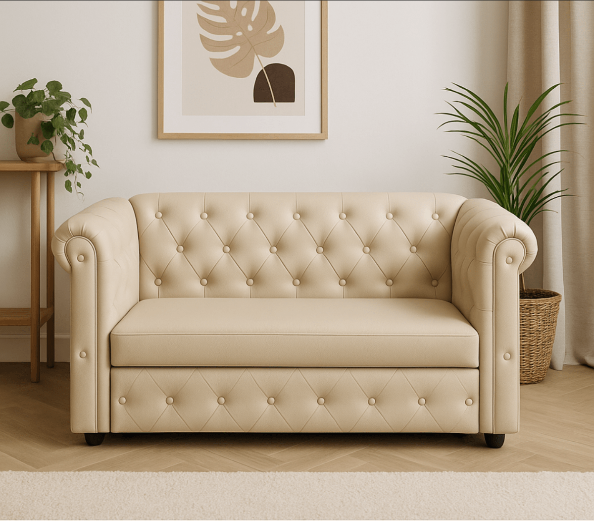 Chester Mini Sofa – Compact Chesterfield Style 2 - Seater in Black, Brown & Beige - Sekar Lifestyle