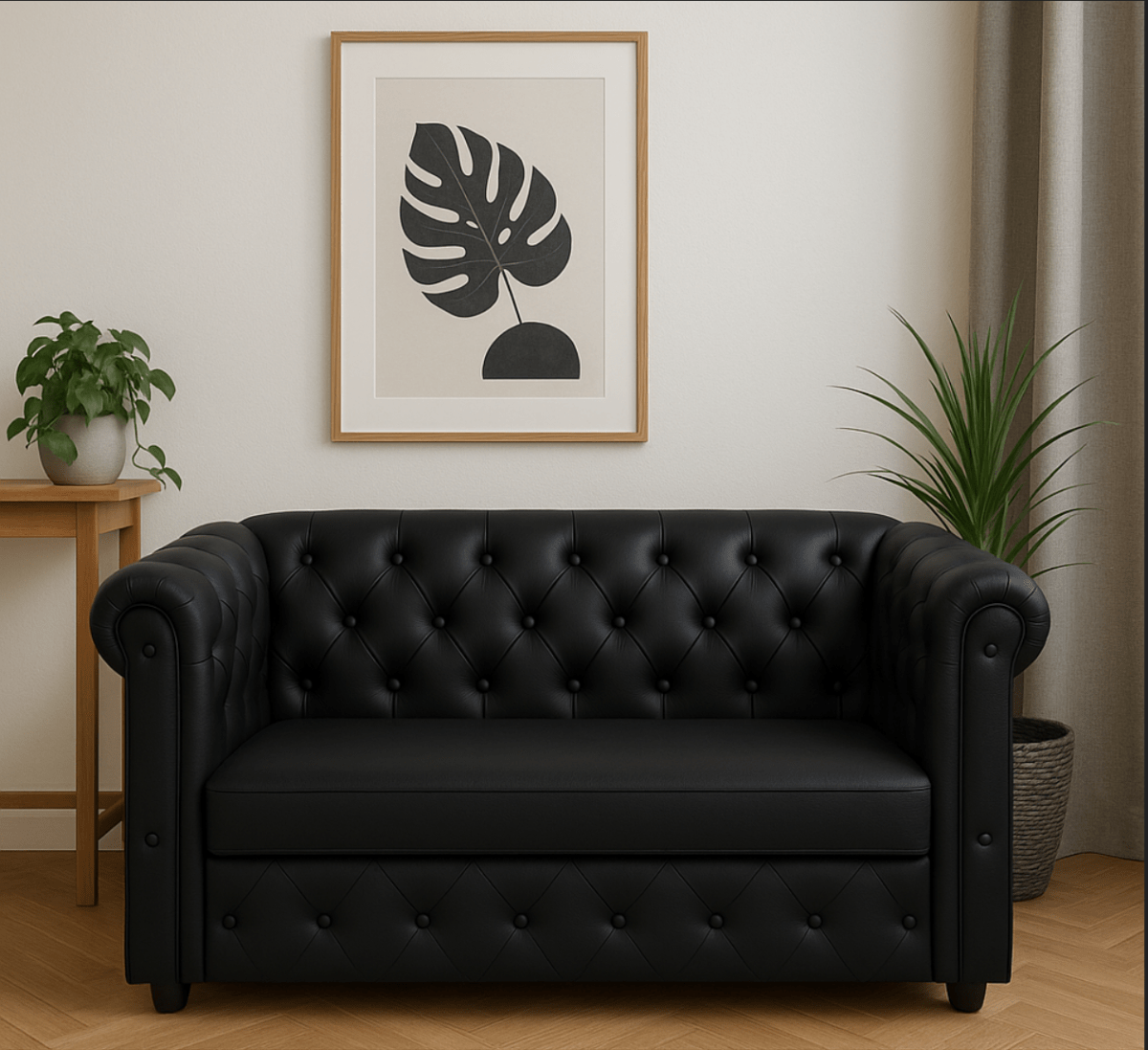 Chester Mini Sofa – Compact Chesterfield Style 2 - Seater in Black, Brown & Beige - Sekar Lifestyle