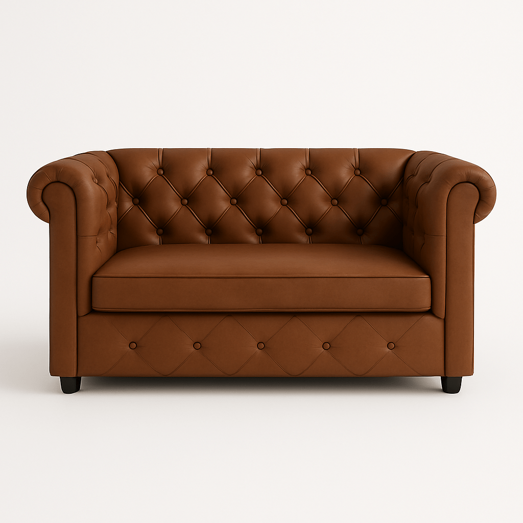 Chester Mini Sofa – Compact Chesterfield Style 2 - Seater in Black, Brown & Beige - Sekar Lifestyle