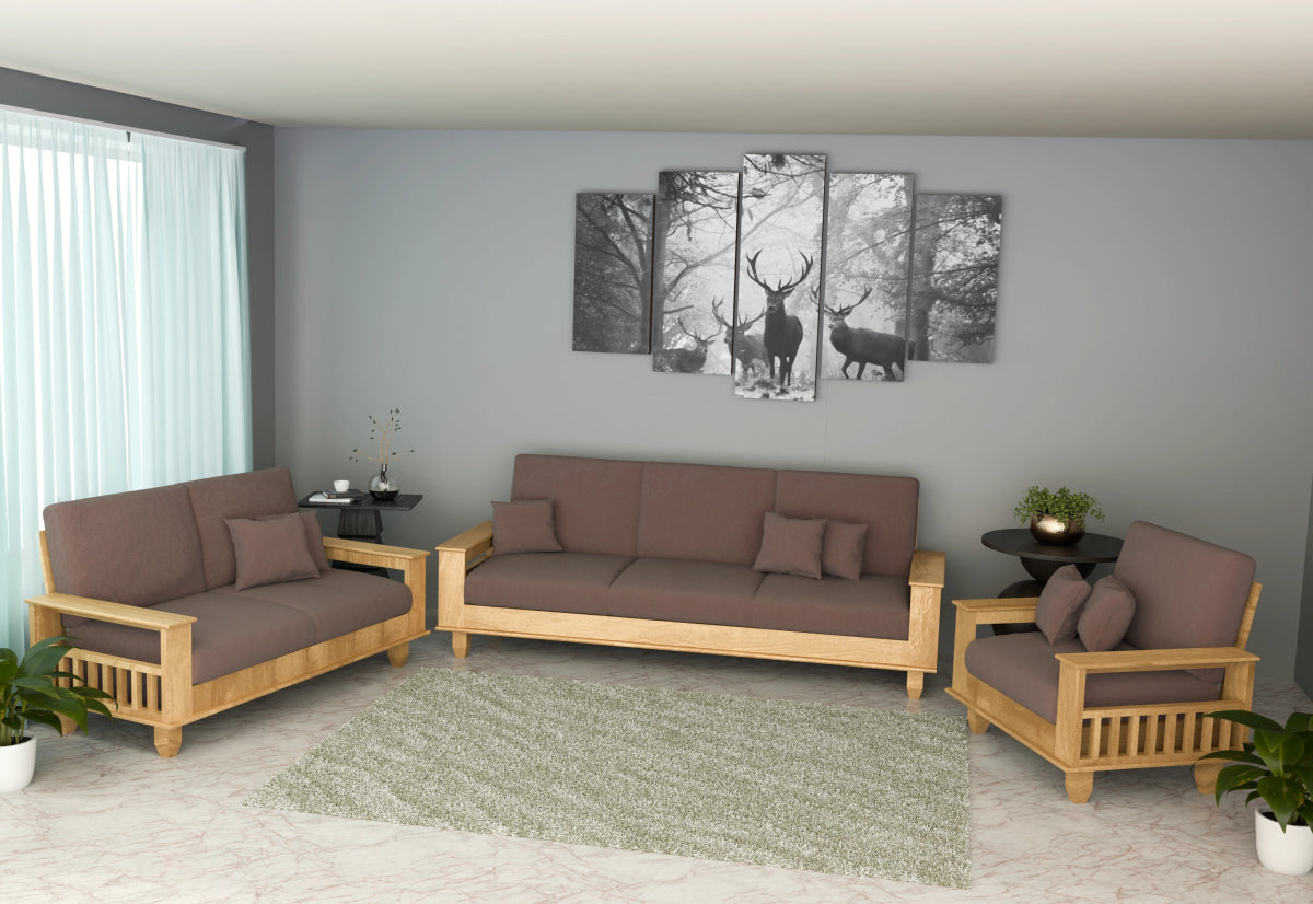 China Teak Heritage Wooden Sofa Set – Premium Furniture with Cushions & Pillows - Sekar Lifestyle