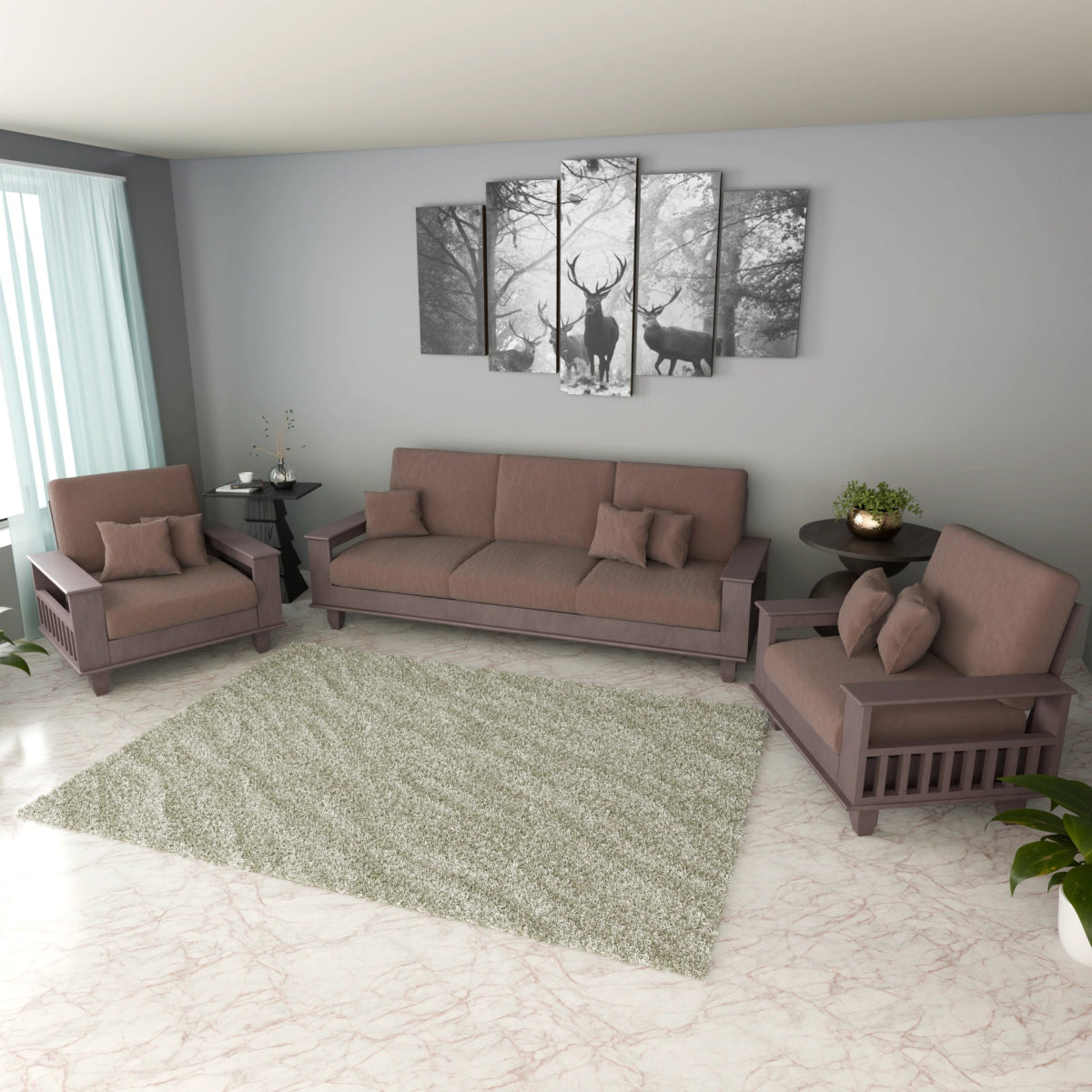 China Teak Heritage Wooden Sofa Set – Premium Furniture with Cushions & Pillows - Sekar Lifestyle