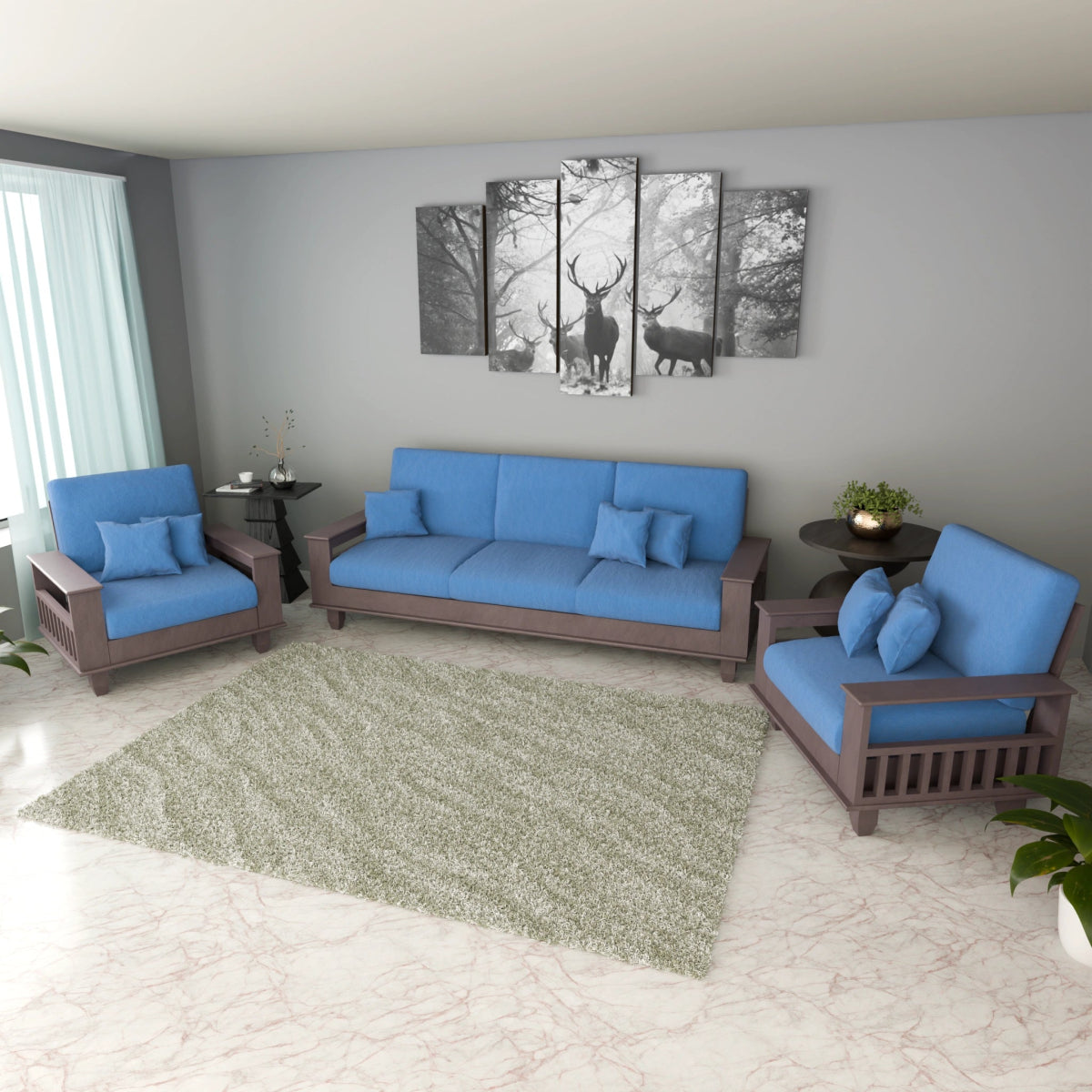 China Teak Heritage Wooden Sofa Set – Premium Furniture with Cushions & Pillows - Sekar Lifestyle