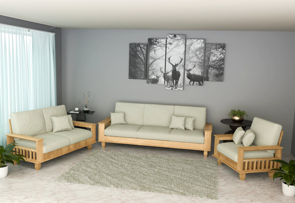 China Teak Heritage Wooden Sofa Set – Premium Furniture with Cushions & Pillows - Sekar Lifestyle