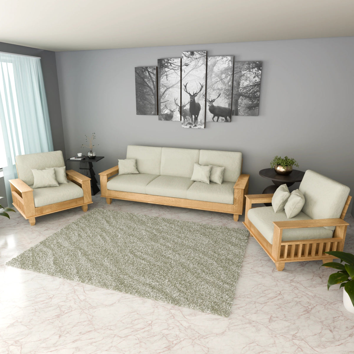 China Teak Heritage Wooden Sofa Set – Premium Furniture with Cushions & Pillows - Sekar Lifestyle