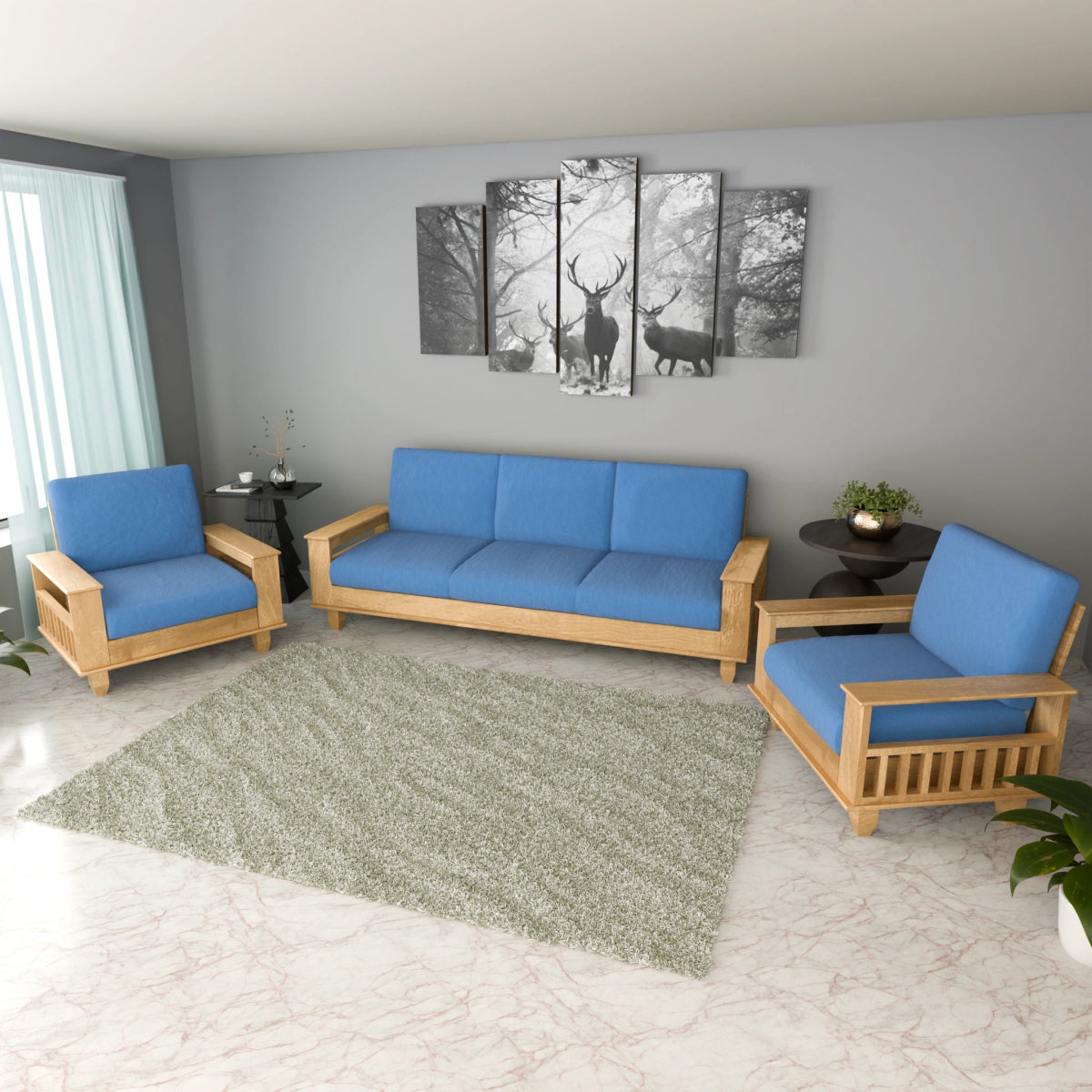 China Teak Heritage Wooden Sofa Set – Premium Furniture with Cushions - Sekar Lifestyle