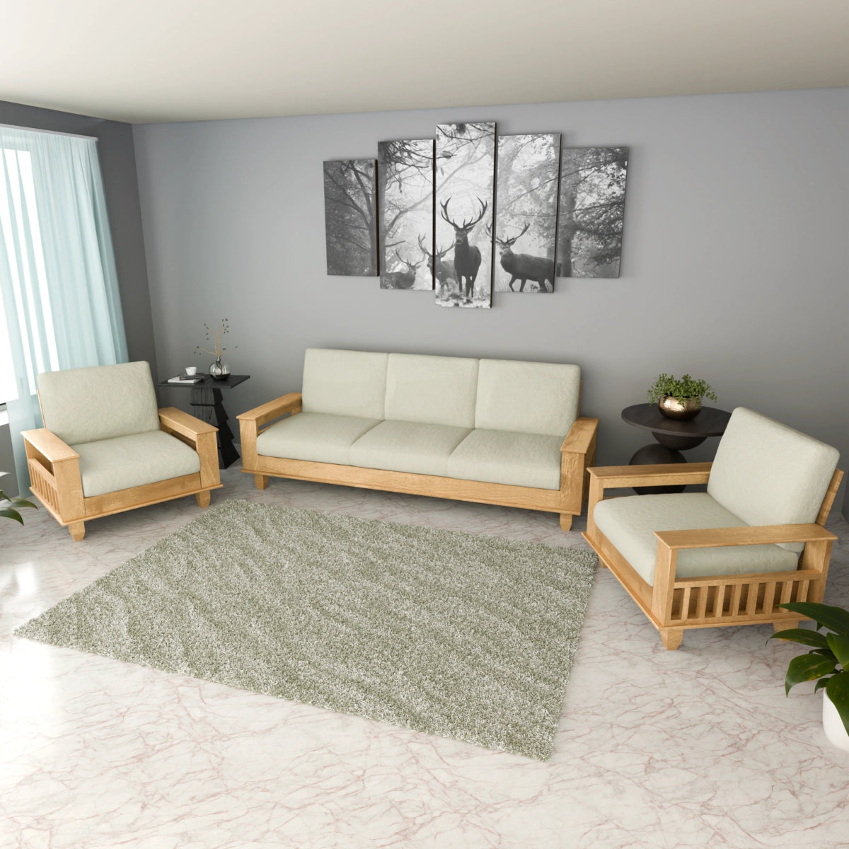 China Teak Heritage Wooden Sofa Set – Premium Furniture with Cushions - Sekar Lifestyle