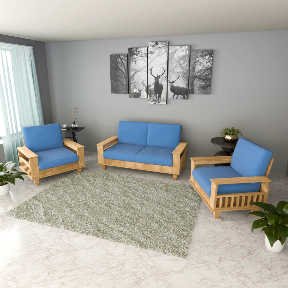 China Teak Heritage Wooden Sofa Set – Premium Furniture with Cushions - Sekar Lifestyle