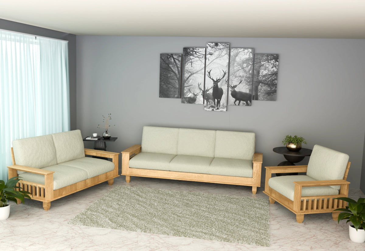 China Teak Heritage Wooden Sofa Set – Premium Furniture with Cushions - Sekar Lifestyle