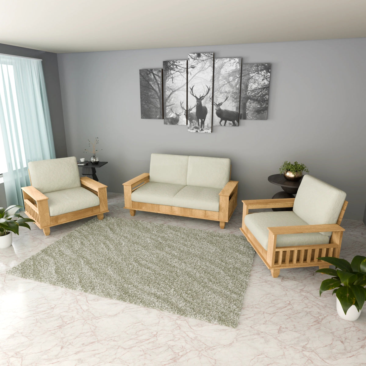 China Teak Heritage Wooden Sofa Set – Premium Furniture with Cushions - Sekar Lifestyle