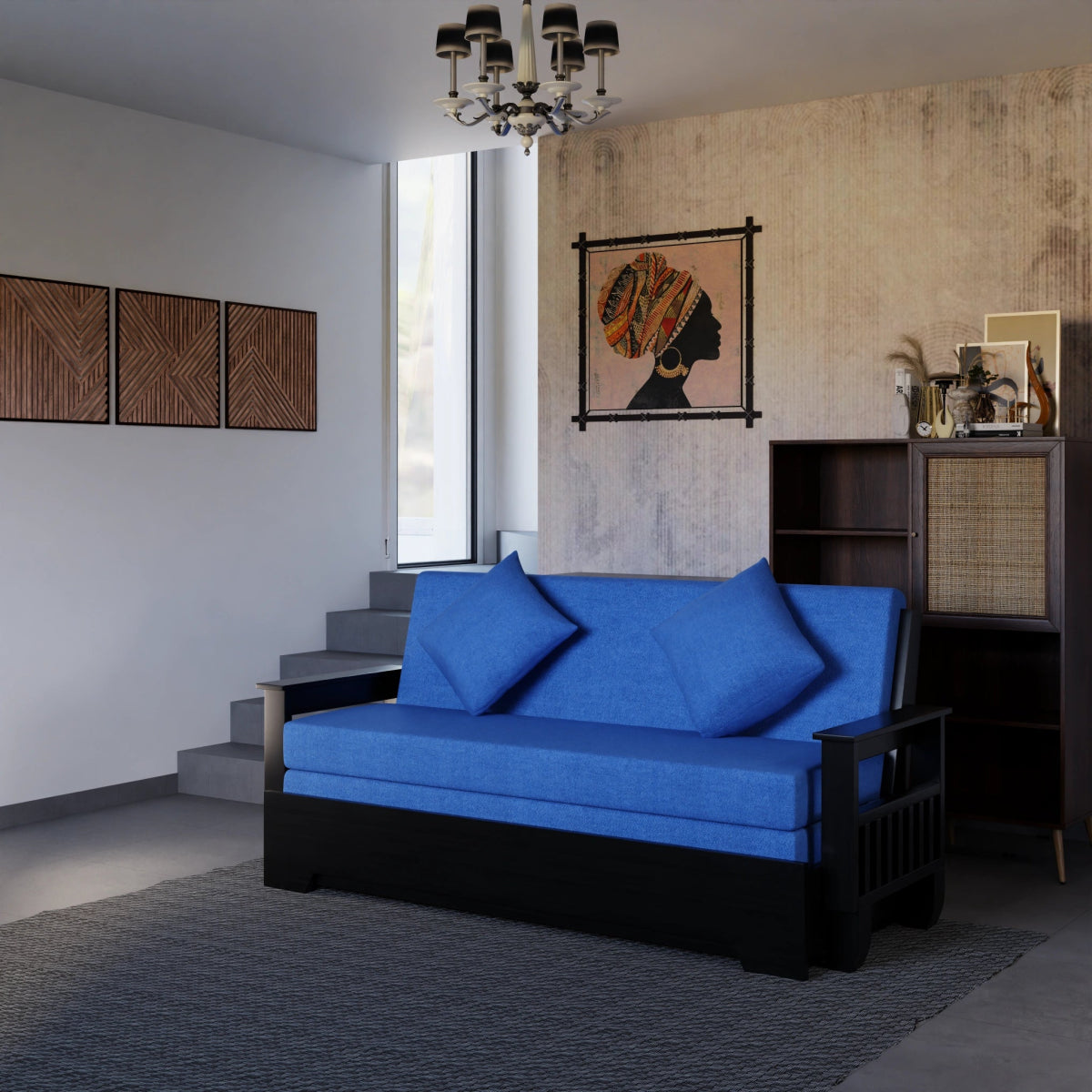 China Teak Vintage Harmony Sofa Cum Bed – With Pillows - Sekar Lifestyle