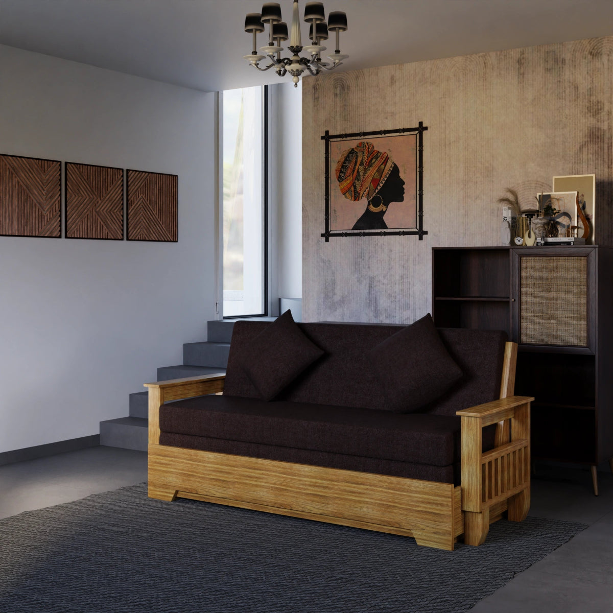 China Teak Vintage Harmony Sofa Cum Bed – With Pillows - Sekar Lifestyle