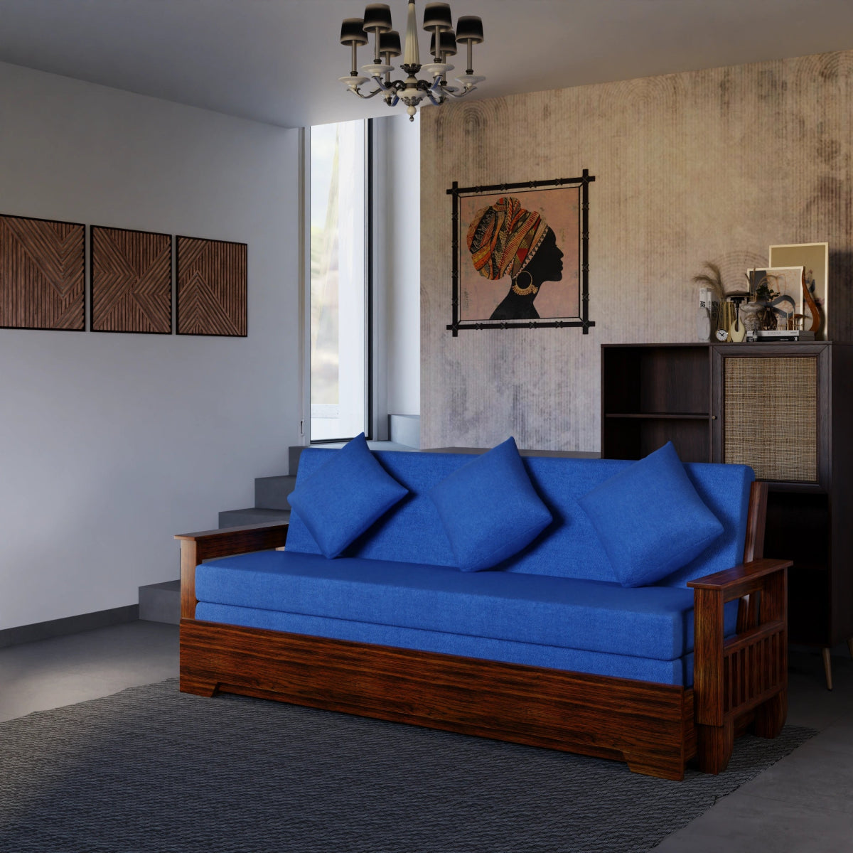 China Teak Vintage Harmony Sofa Cum Bed – With Pillows - Sekar Lifestyle