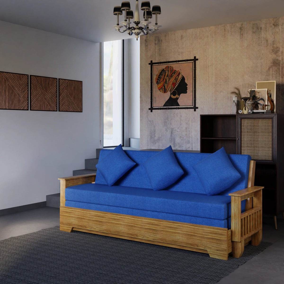 China Teak Vintage Harmony Sofa Cum Bed – With Pillows - Sekar Lifestyle