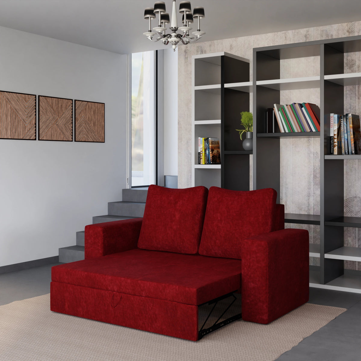 Fabric FlexiCouch Sofa Cum Bed With Pillows - Sekar Lifestyle