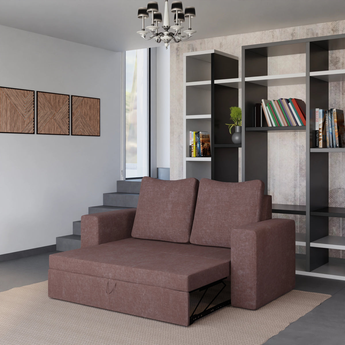 Fabric FlexiCouch Sofa Cum Bed With Pillows - Sekar Lifestyle