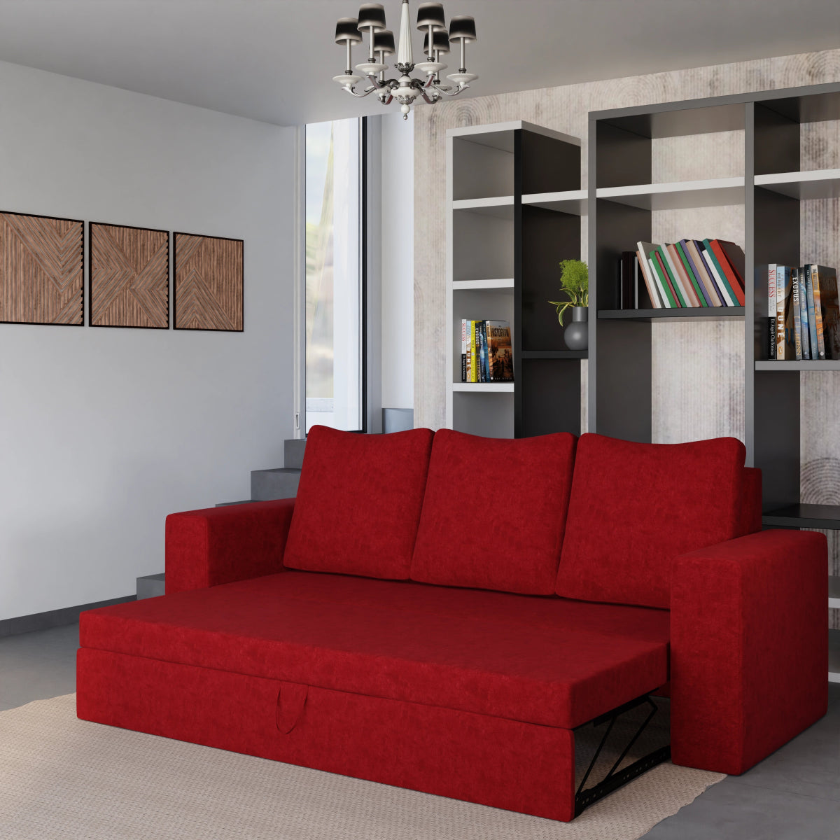 Fabric FlexiCouch Sofa Cum Bed With Pillows - Sekar Lifestyle