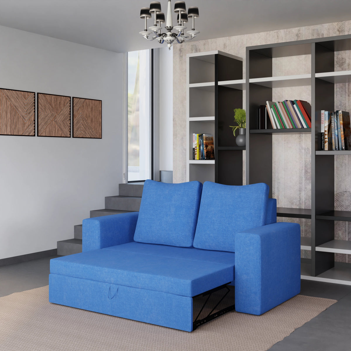 Fabric FlexiCouch Sofa Cum Bed With Pillows - Sekar Lifestyle