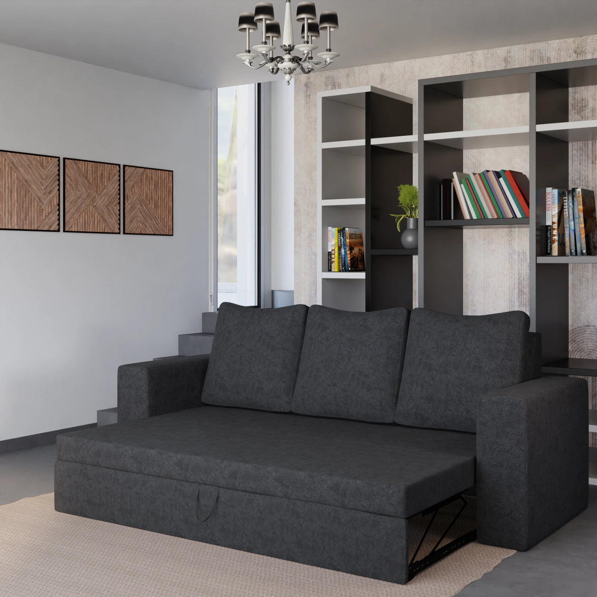 Fabric FlexiCouch Sofa Cum Bed With Pillows - Sekar Lifestyle