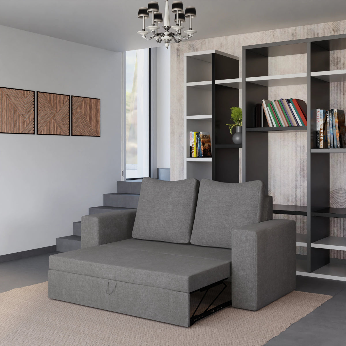 Fabric FlexiCouch Sofa Cum Bed With Pillows - Sekar Lifestyle