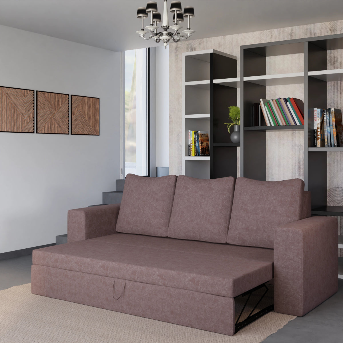 Fabric FlexiCouch Sofa Cum Bed With Pillows - Sekar Lifestyle