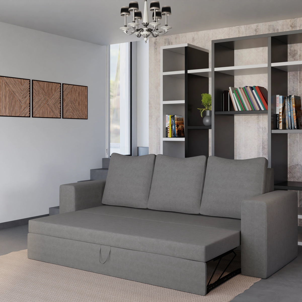 Fabric FlexiCouch Sofa Cum Bed With Pillows - Sekar Lifestyle