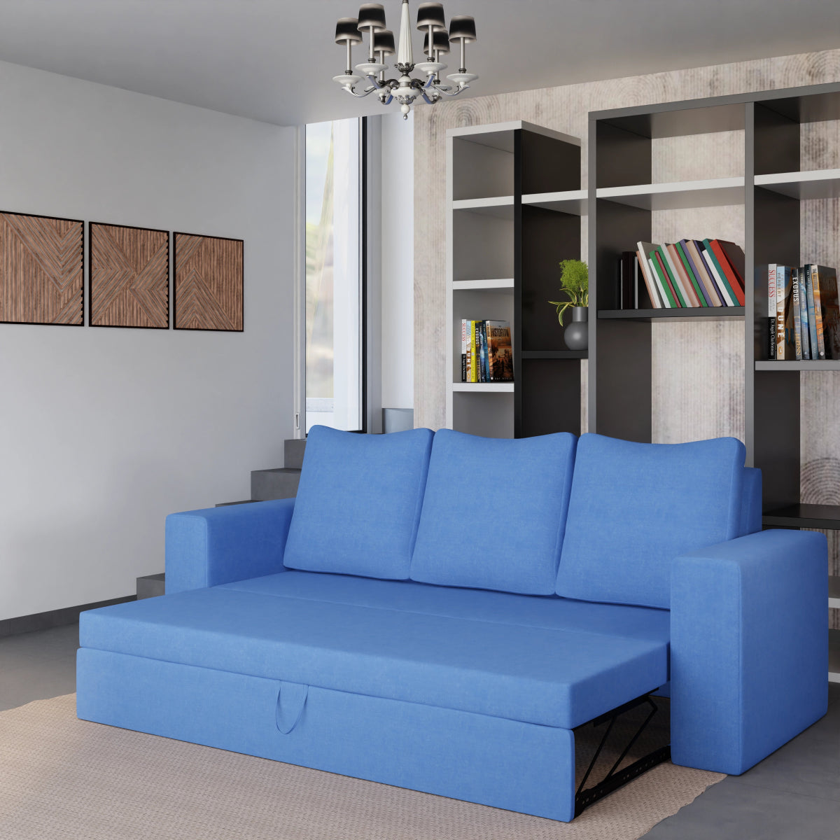 Fabric FlexiCouch Sofa Cum Bed With Pillows - Sekar Lifestyle