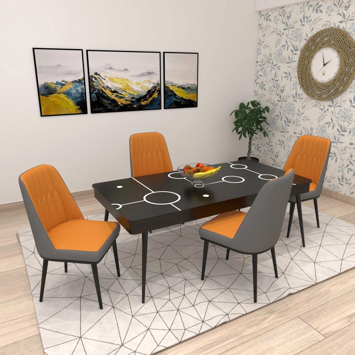 Geo Luxe Dining Set – Contemporary Dining Table for Stylish Homes - Sekar Lifestyle