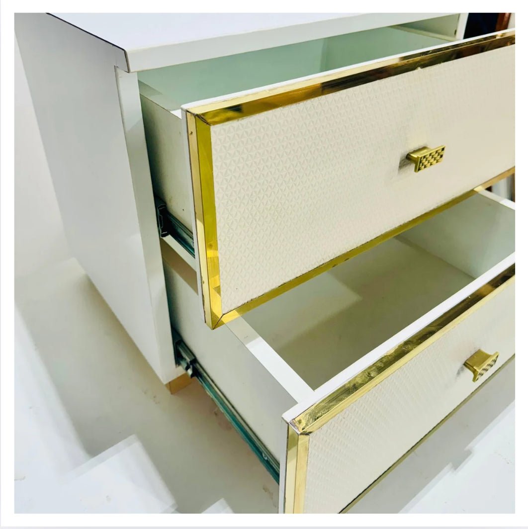 Ivory and Gold Elegance Drawer Cabinet - Sekar Lifestyle