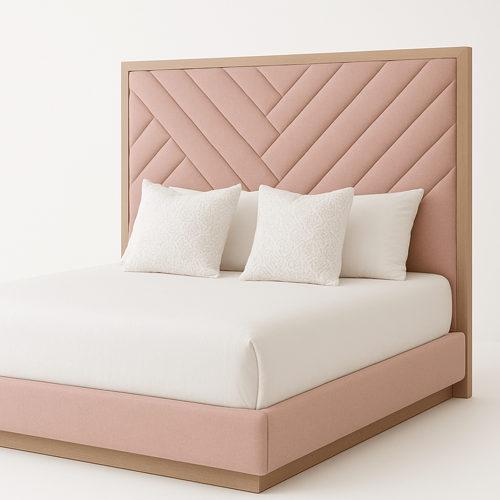 Koramangala Luxe Haven – Pink Upholstered Bed - Sekar Lifestyle