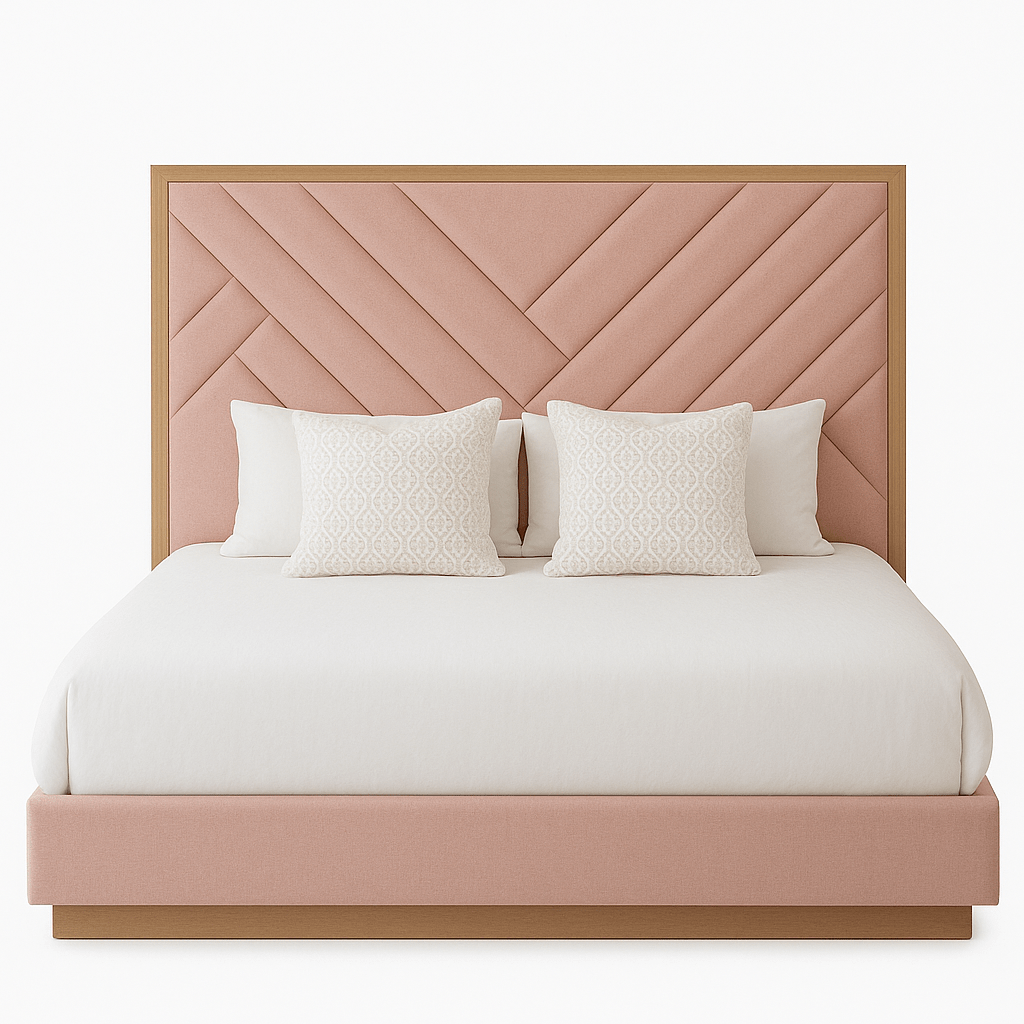 Koramangala Luxe Haven – Pink Upholstered Bed - Sekar Lifestyle
