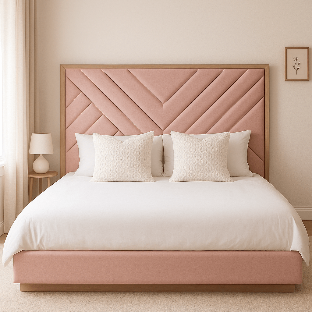 Koramangala Luxe Haven – Pink Upholstered Bed - Sekar Lifestyle
