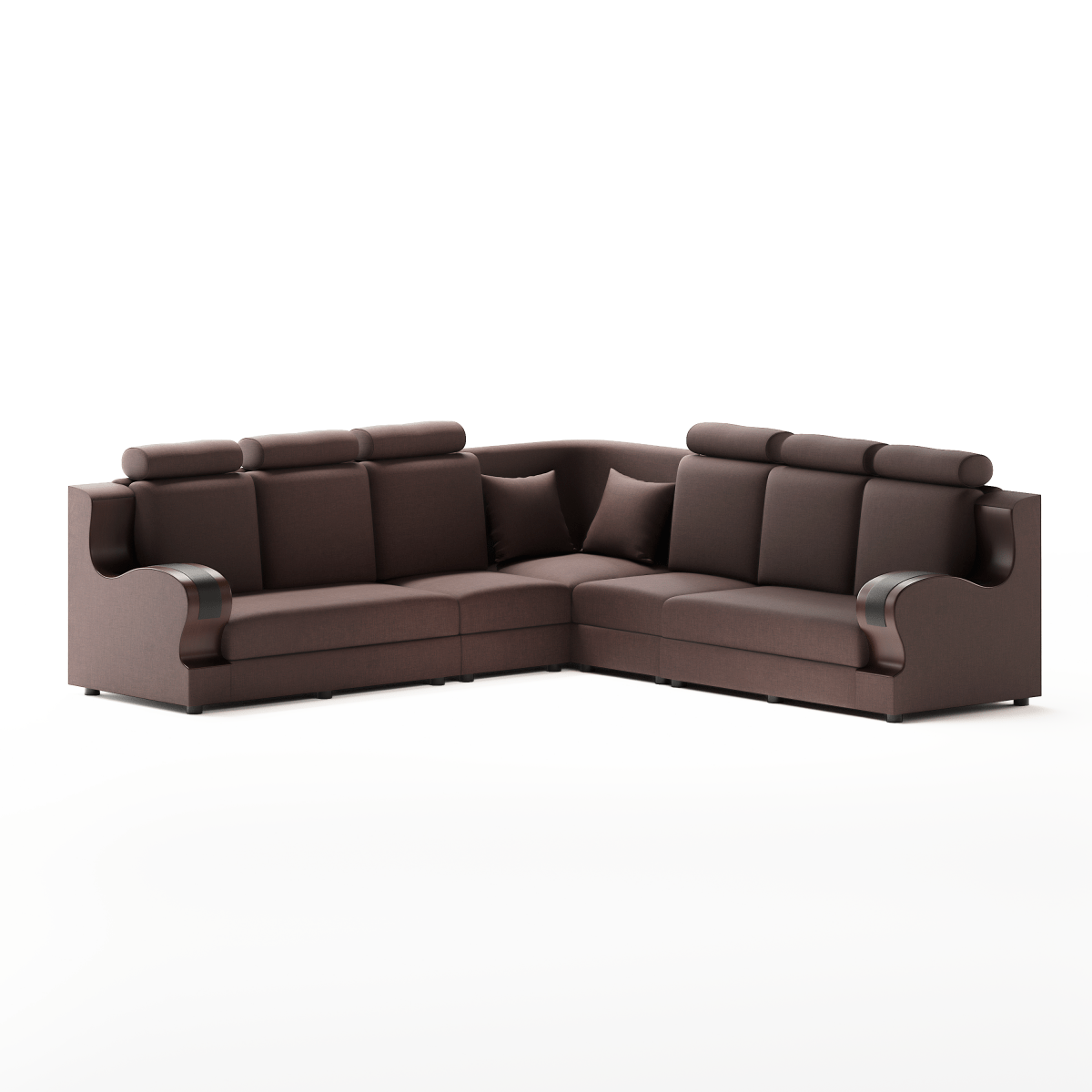 L Shape Corner Fabric Sofa Set [with Wooden Handles] - Sekar Lifestyle