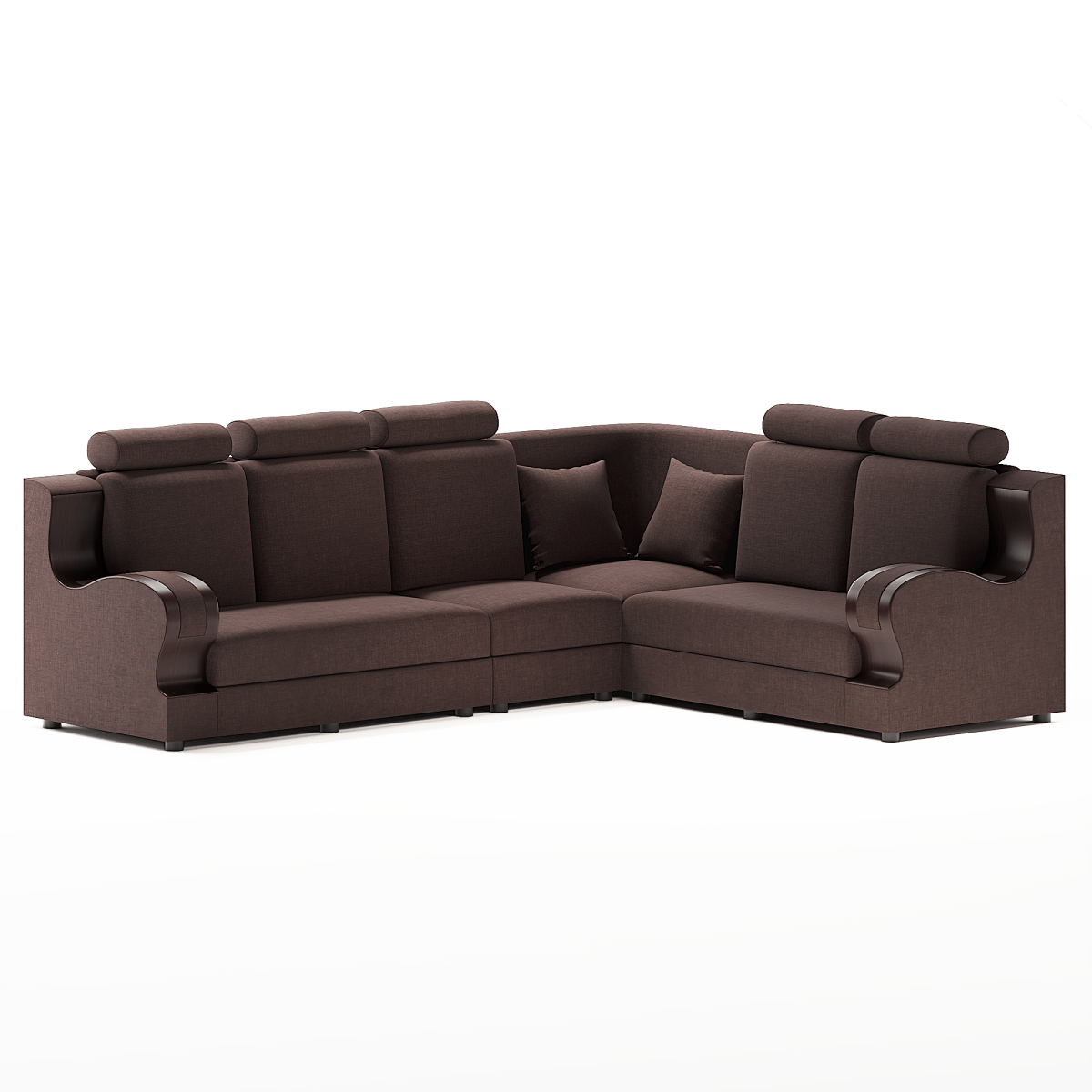 L Shape Corner Fabric Sofa Set [with Wooden Handles] - Sekar Lifestyle