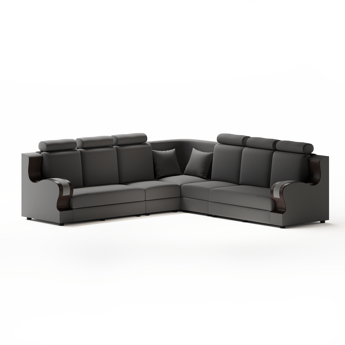 L Shape Corner Fabric Sofa Set [with Wooden Handles] - Sekar Lifestyle