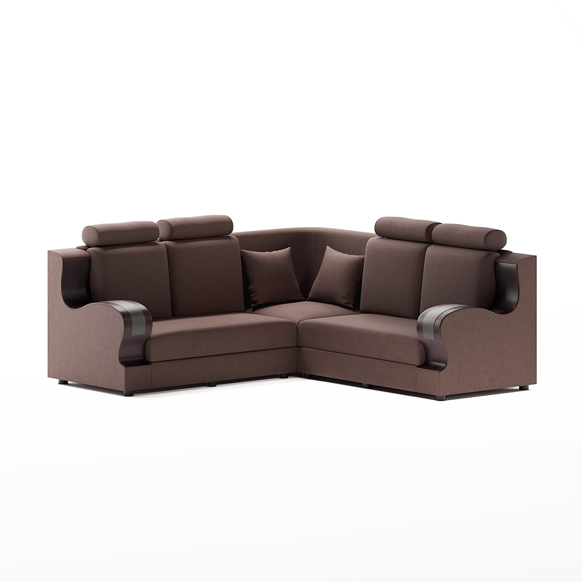 L Shape Corner Fabric Sofa Set [with Wooden Handles] - Sekar Lifestyle