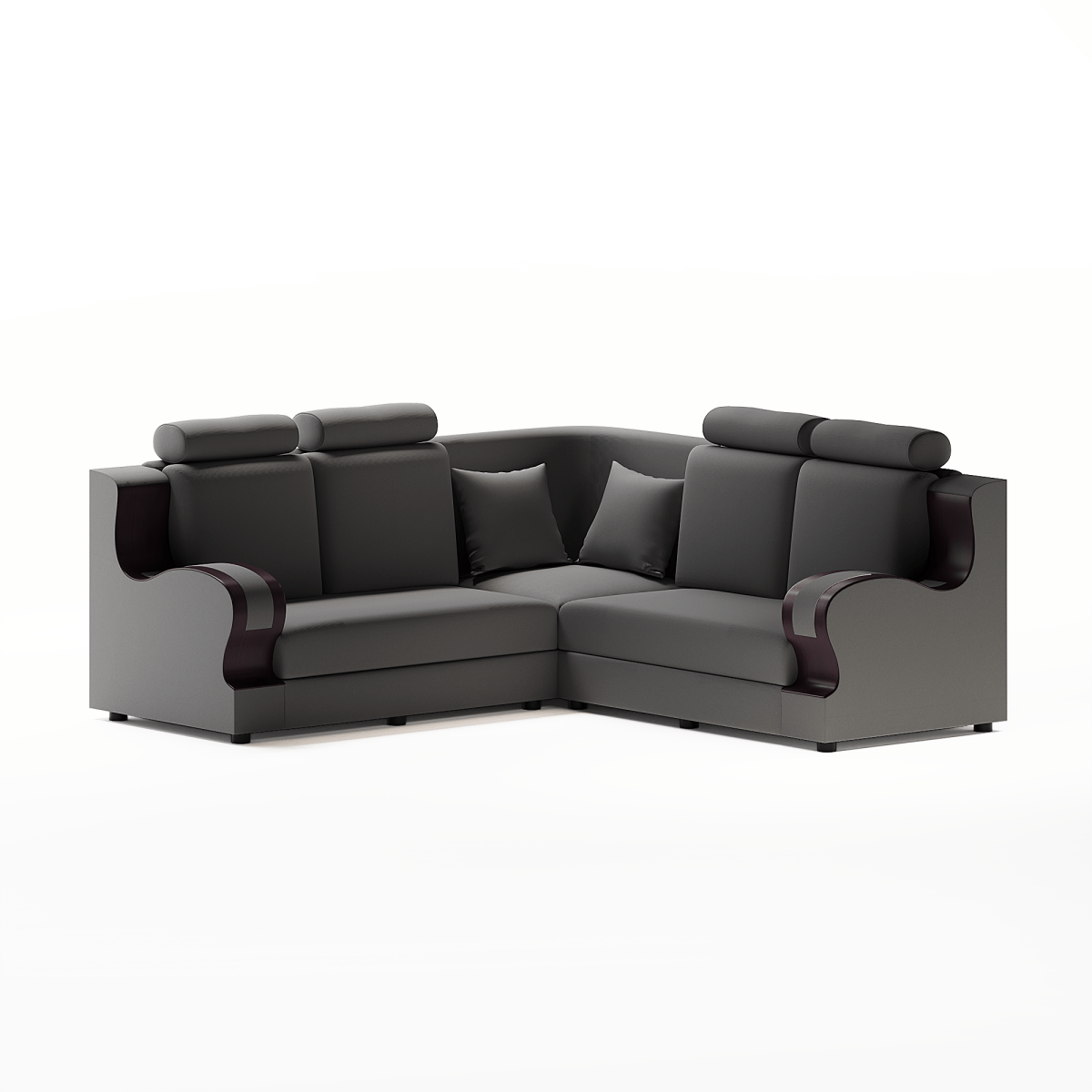 L Shape Corner Fabric Sofa Set [with Wooden Handles] - Sekar Lifestyle